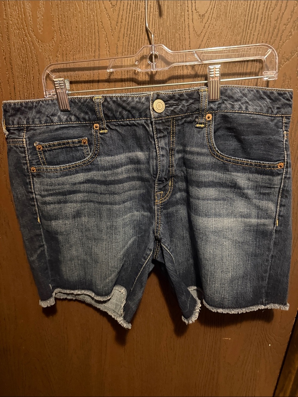 American Eagle Outfitters Dark Blue Distressed Denim Cutoff Shorts